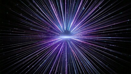Fototapeta premium 放射状 魔法のようなキラキラ 宇宙風サンバースト 青紫 ピンク 赤 近未来の雰囲気 背景素材 16:9サイズ AI生成素材