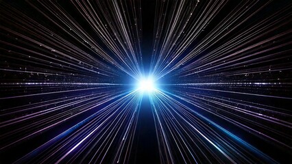 Obraz premium 放射状 魔法のようなキラキラ 宇宙風サンバースト 青紫 ピンク 赤 近未来の雰囲気 背景素材 16:9サイズ AI生成素材