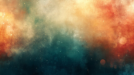 Fototapeta premium Aged paper with light leaks, film grain, and dust, featuring scratches and a vignette border. Grunge analog texture adds a retro feel, with a blurred, empty space for captions.