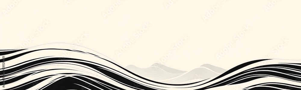 Aufkleber abstract black and white wave design with a minimalist background.