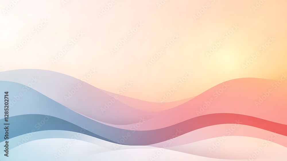 Leinwandbilder soft pastel waves blend in calming hues, creating an abstract, serene background.