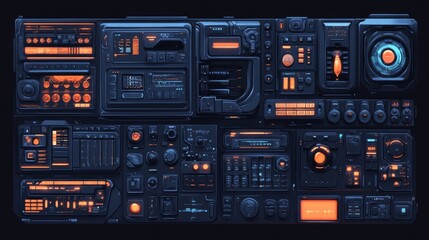 Obraz premium Futuristic Technology Control Panel Interface Design Vector Illustration