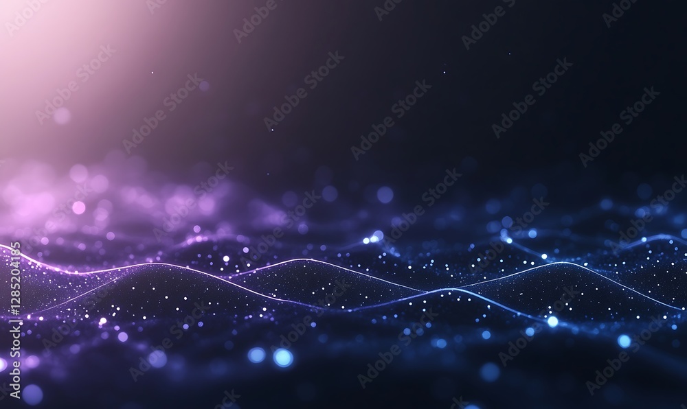 Leinwandbilder Abstract digital waves with glowing particles creating a mystical atmosphere.