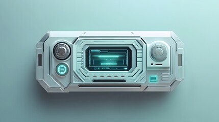 Obraz premium Compact gaming console, sleek white design, modern aesthetic, perfect for portable gaming sessions or retro gaming nostalgia.