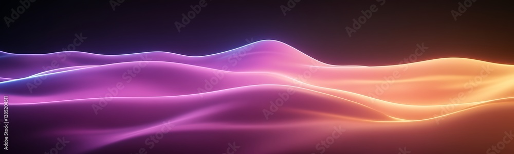 Poster abstract wavy lines in vibrant purple and orange hues create a dynamic, fluid background.