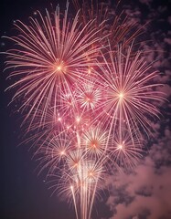 Spectacular Fireworks Display Illuminating the Night Sky with Vibrant Colors