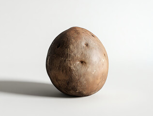 Fototapeta premium Single Brown Potato on White Background