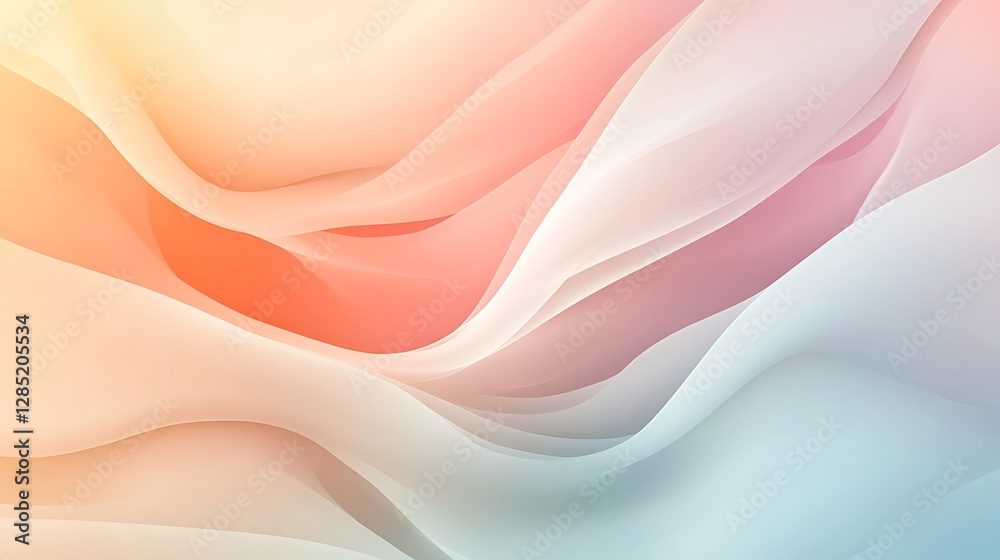 Leinwandbilder Soft pastel waves flowing smoothly, creating a serene and calming abstract background.