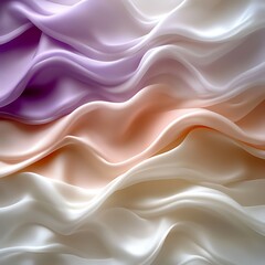 Soft, flowing pastel silks, draped in waves, with a smooth texture