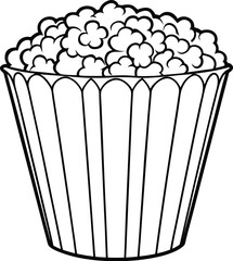 Popcorn Cartoon Character Line Art Vector Fun Illustration for Creative Designs
