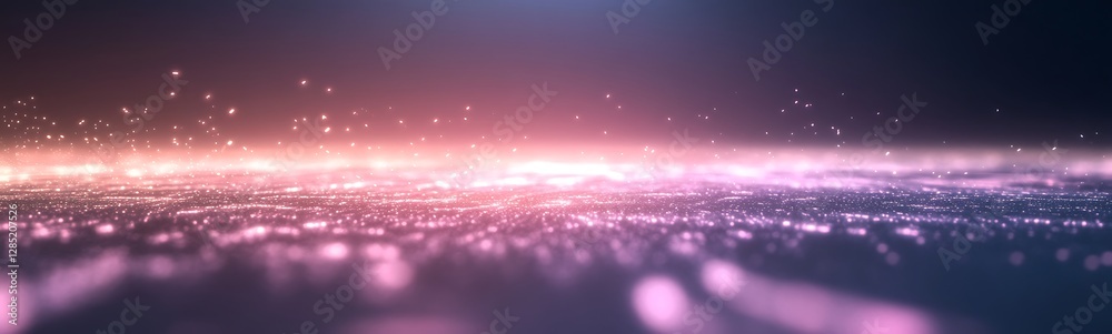 Leinwandbilder Vibrant abstract landscape with glowing particles and soft gradients in a mesmerizing display of light.