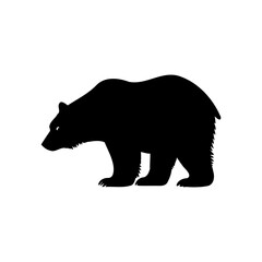 Powerful Bear Silhouette on a White Canvas