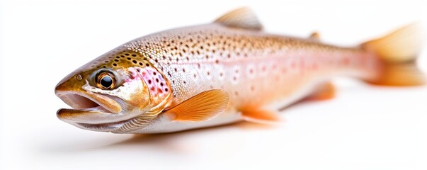 Freshwater Fish Portrait Depicting a Rainbow Trout on Display with Natural Colors and Features Viewed Up Close