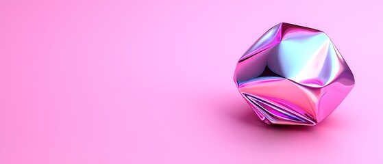 Iridescent Gemstone Sculpture on Pink Backdrop Radiant Abstract Art Piece Design and Texture