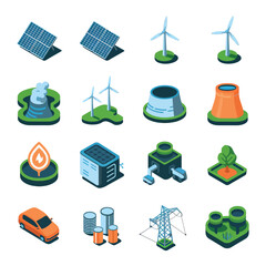 2d vector environment Collection Solar Panel icon Symbolizing clean and renewable solar energy.