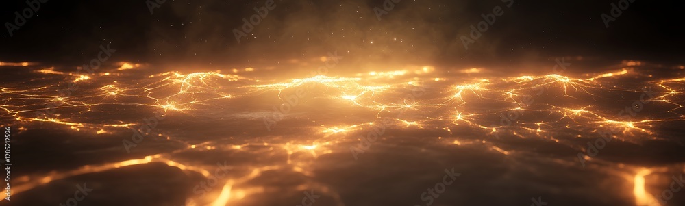 Aufkleber golden light glimmers across a dark surface, creating a mesmerizing, ethereal atmosphere.