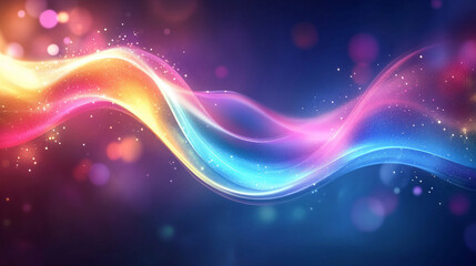A vibrant glowing wave flows through abstract particles, symbolizing the essence of change and expansion, evoking growth, transformation, and progress in a modern, dynamic setting.

