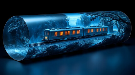 Obraz premium Night Train Tunnel Vision