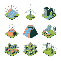 2d vector environment Collection Solar Panel icon Symbolizing clean and renewable solar energy.