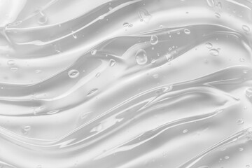Gel texture. Clear liquid cosmetic background. Skincare serum, beauty cream with bubbles closeup