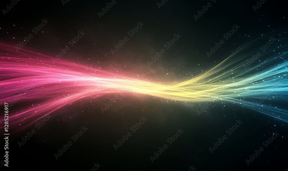 Aufkleber Colorful light waves create a dynamic, abstract background with a vibrant gradient effect.