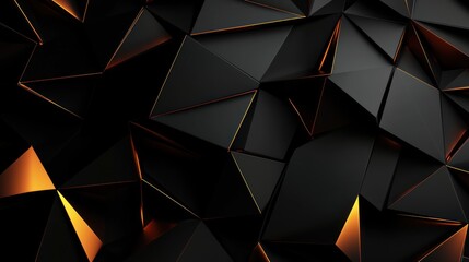 Obraz premium Abstract geometric pattern of black and orange triangular shapes creating a dynamic visual effect