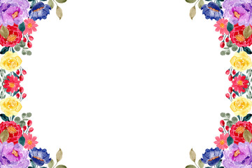 Watercolor floral frame for wedding, birthday, card, background, invitation, wallpaper, sticker, decoration etc.