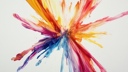 Radial Paint Explosion on White Background