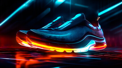 hand and shoes on black