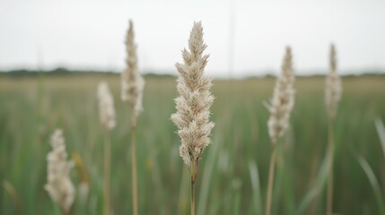 Fototapeta premium Close-up of fluffy grass in a field. Possible use Nature photography