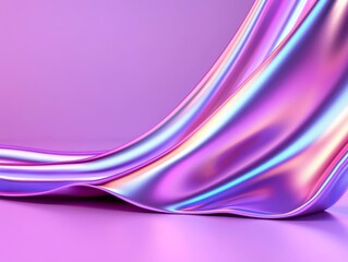 Abstract Design with Purple Holographic Fabric Waves and Iridescent Reflections Art Composition