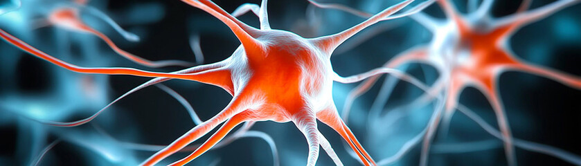 Neurons in vibrant network, showcasing their intricate connections and activity