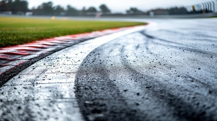 Close-Up of an Empty F1 Track After Rain