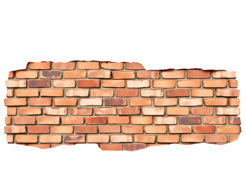 A section of brick wall, with varying shades of red and brown bricks