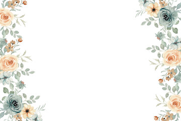 Watercolor floral frame for wedding, birthday, card, background, invitation, wallpaper, sticker, decoration etc.