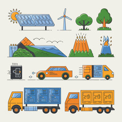 2d vector environment Collection Solar Panel icon Symbolizing clean and renewable solar energy.