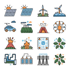2d vector environment Collection Solar Panel icon Symbolizing clean and renewable solar energy.