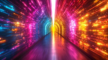 Abstract hyperspeed background symbolizing motion, energy, and futuristic concepts, with a dynamic flow of vibrant colors and patterns that evoke a sense of acceleration and technological advancement