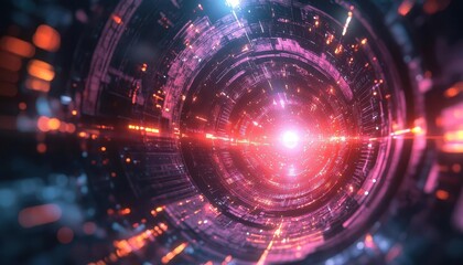 Obraz premium Scifi movie scene with glowing holographic futuristic elements, dynamic space setting, soft vibrant lighting, photorealistic