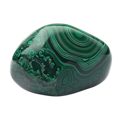 Malachite Stone Piece With Deep Green Swirls Isolated on Transparent Background