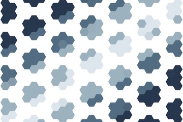 Hexagonal flower pattern in blue and navy soft tones, designed with geometric symmetry and abstract floral elements. Decorative tile concept
