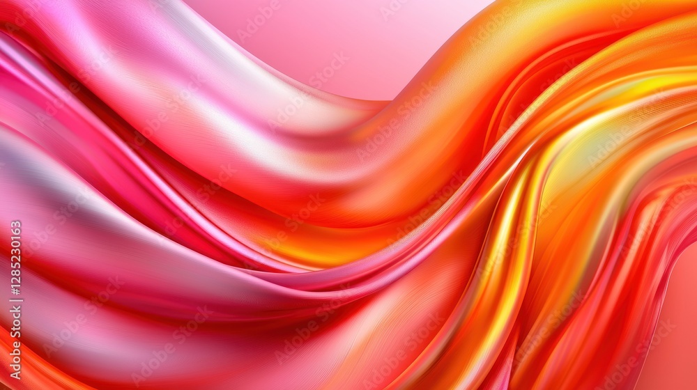 Poster abstract flowing fabric in vibrant pink and orange hues, creating a smooth and dynamic background