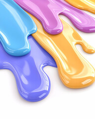 Colorful paint drips on white background; design element