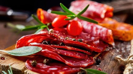 Sliced cured italian salami