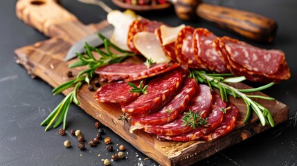 Sliced cured italian salami
