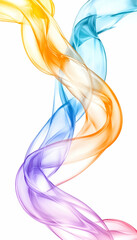 Colorful smoke swirls abstract design, white background, graphic design