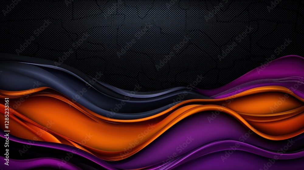 Canvas Prints abstract waves of purple and orange flowing across a dark textured background, creating depth