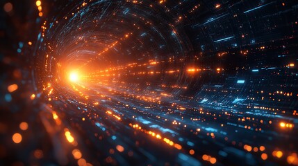 Fototapeta premium A digital tunnel of data and technology, pulsating with energy.