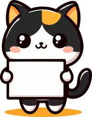 cat with blank sign