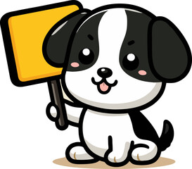 Cute Dog with orange blank Sign 